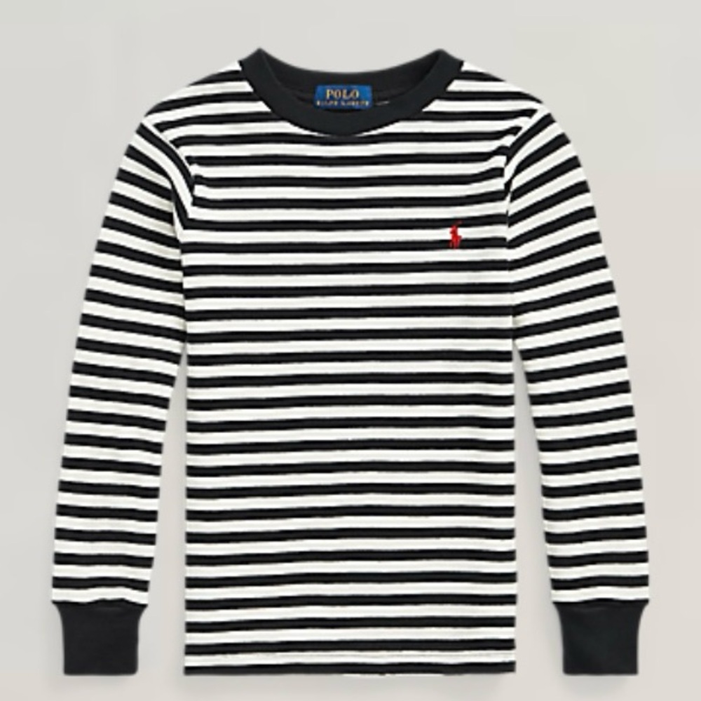 Polo Ralph Lauren Boys’ Sz 3/3T‎ Striped Cotton Mesh Long Sleeve Shirt